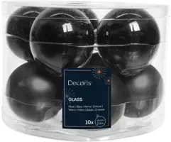 Decoris glazen kerstbal 6cm zwart 10 stuks - afbeelding 1