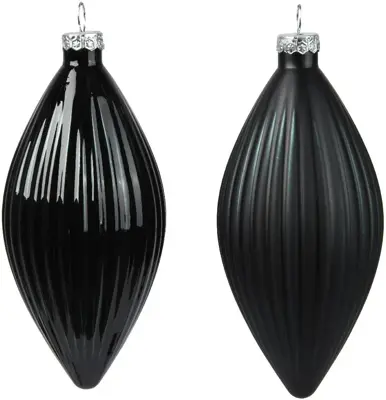 Decoris glazen kerstbal 6cm zwart 3 stuks - afbeelding 2