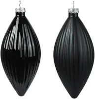 Decoris glazen kerstbal 6cm zwart 3 stuks - afbeelding 2