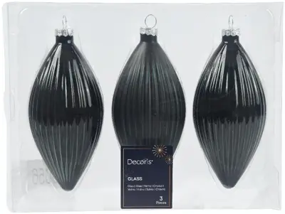 Decoris glazen kerstbal 6cm zwart 3 stuks - afbeelding 1