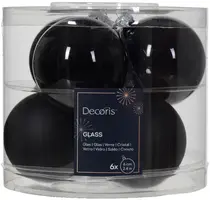 Decoris glazen kerstbal 6cm zwart 6 stuks kopen?