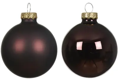 Decoris glazen kerstbal 6cm zwarte truffel 10 stuks - afbeelding 2