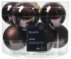 Decoris glazen kerstbal 6cm zwarte truffel 10 stuks - afbeelding 1