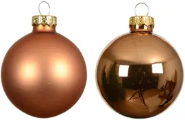 Decoris glazen kerstbal 8cm brandy 6 stuks - afbeelding 2