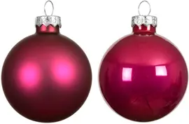 Decoris glazen kerstbal 8cm festive roze 6 stuks - afbeelding 2