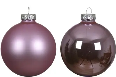 Decoris glazen kerstbal 8cm fris lila 6 stuks - afbeelding 2