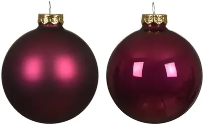 Decoris glazen kerstbal 8cm granaatappel 6 stuks - afbeelding 2