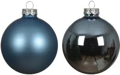 Decoris glazen kerstbal 8cm ijsblauw 6 stuks - afbeelding 2