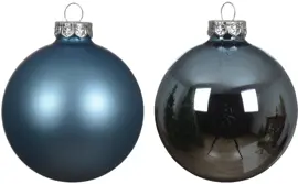Decoris glazen kerstbal 8cm ijsblauw 6 stuks - afbeelding 2