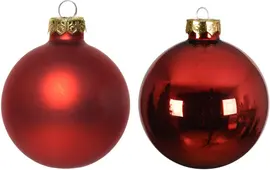 Decoris glazen kerstbal 8cm kerstrood 6 stuks - afbeelding 2