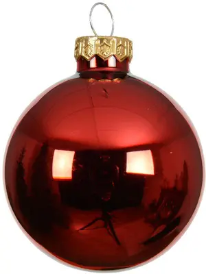 Decoris glazen kerstbal 8cm kerstrood