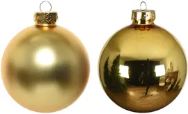 Decoris glazen kerstbal 8cm licht goud 6 stuks - afbeelding 2