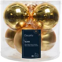 Decoris glazen kerstbal 8cm licht goud 6 stuks