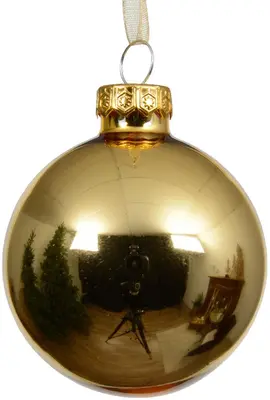 Decoris glazen kerstbal 8cm licht goud