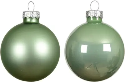 Decoris glazen kerstbal 8cm matcha groen 6 stuks - afbeelding 2