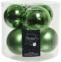 Decoris glazen kerstbal 8cm mistletoe groen 6 stuks kopen?