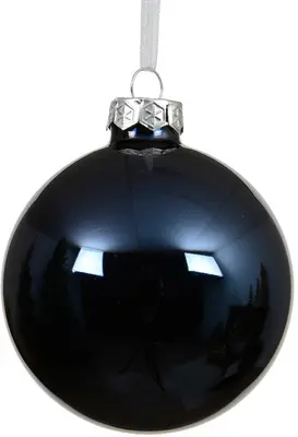 Decoris glazen kerstbal 8cm nachtblauw