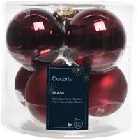 Decoris glazen kerstbal 8cm ossenbloed 6 stuks