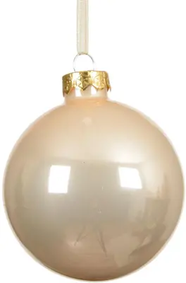 Decoris glazen kerstbal 8cm parel