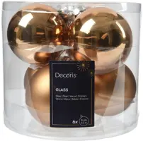 Decoris glazen kerstbal 8cm pecan bruin 6 stuks