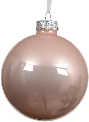 Decoris glazen kerstbal 8cm poederroze