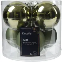 Decoris glazen kerstbal 8cm rosemarijn 6 stuks - afbeelding 1