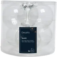 Decoris glazen kerstbal 8cm transparant 6 stuks