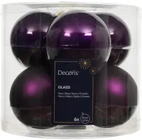 Decoris glazen kerstbal 8cm vijg 6 stuks - afbeelding 1