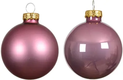 Decoris glazen kerstbal 8cm vintage roze 6 stuks - afbeelding 2