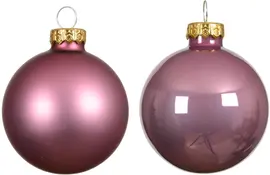 Decoris glazen kerstbal 8cm vintage roze 6 stuks - afbeelding 2