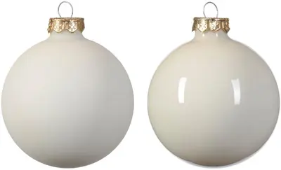 Decoris glazen kerstbal 8cm wolwit 6 stuks - afbeelding 2