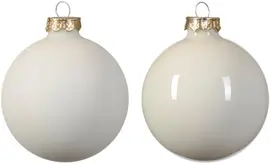 Decoris glazen kerstbal 8cm wolwit 6 stuks - afbeelding 2