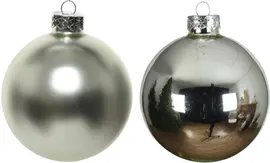 Decoris glazen kerstbal 8cm zilver 6 stuks - afbeelding 2