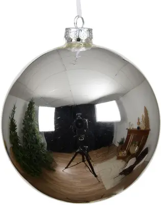 Decoris glazen kerstbal 8cm zilver