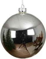 Decoris glazen kerstbal 8cm zilver