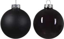 Decoris glazen kerstbal 8cm zwart 6 stuks - afbeelding 2