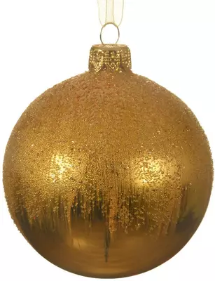 Decoris glazen kerstbal ballotine 8cm licht goud