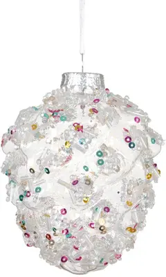 Decoris glazen kerstbal dennenappel 8cm transparant