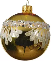 Decoris glazen kerstbal diamanten en glitters 8cm licht goud