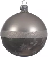Decoris glazen kerstbal dip ster 8cm linnen