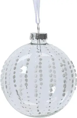 Decoris glazen kerstbal dots 8cm transparant - afbeelding 1