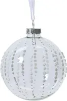 Decoris glazen kerstbal dots 8cm transparant - afbeelding 1