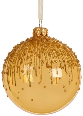 Decoris glazen kerstbal drip 8cm licht goud