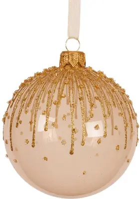 Decoris glazen kerstbal drip 8cm parel