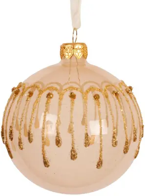 Decoris glazen kerstbal drip 8cm parel