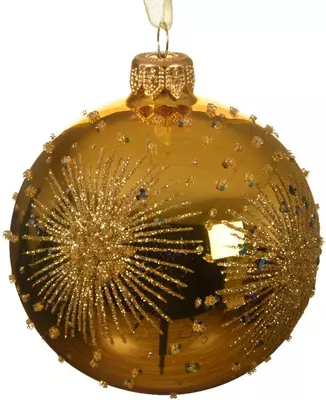 Decoris glazen kerstbal dubbele ster 8cm licht goud