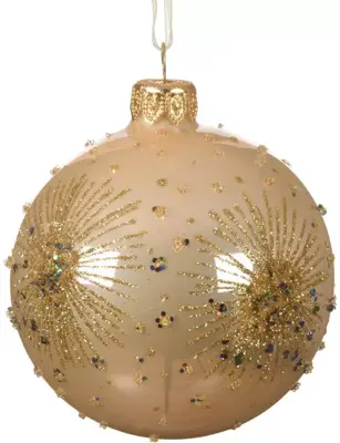 Decoris glazen kerstbal dubbele ster 8cm parel