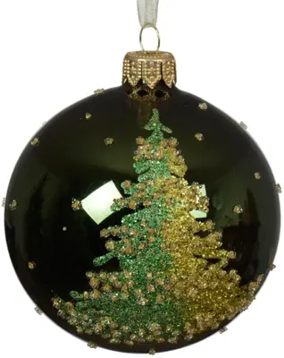Decoris glazen kerstbal kerstboom 8cm dennengroen