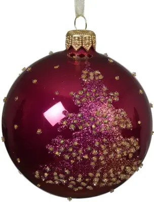 Decoris glazen kerstbal kerstboom 8cm granaatappel