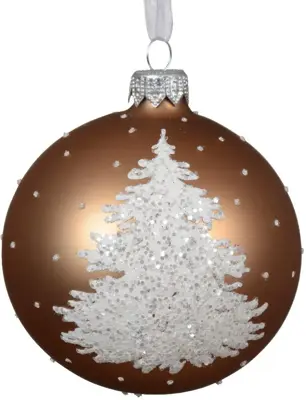Decoris glazen kerstbal kerstboom 8cm pecan bruin
